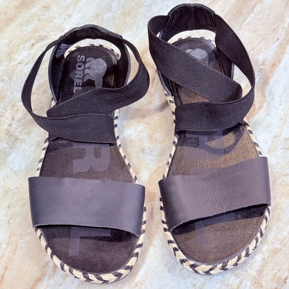 Women’s SOREL Ella II Black leather sandals- Size 8 - Picture 3 of 9